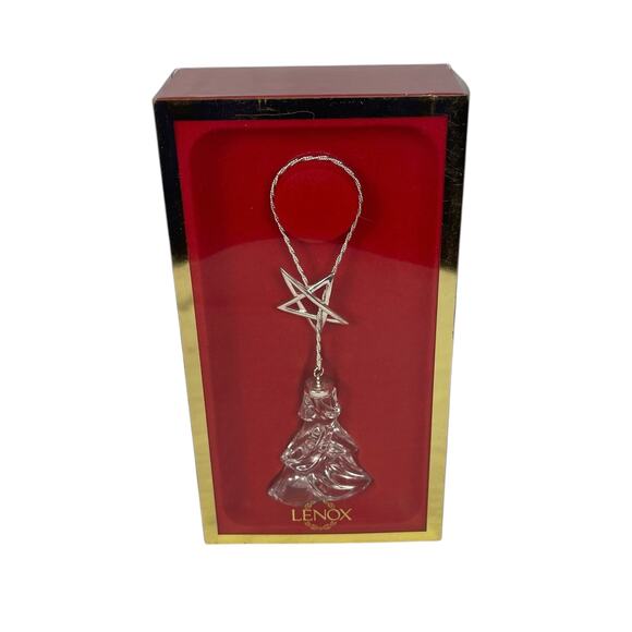 Vintage LENOX Full Lead CRYSTAL ORNAMENT Of LARIAT TREE From Germany 4" With Box - Picture 2 of 4